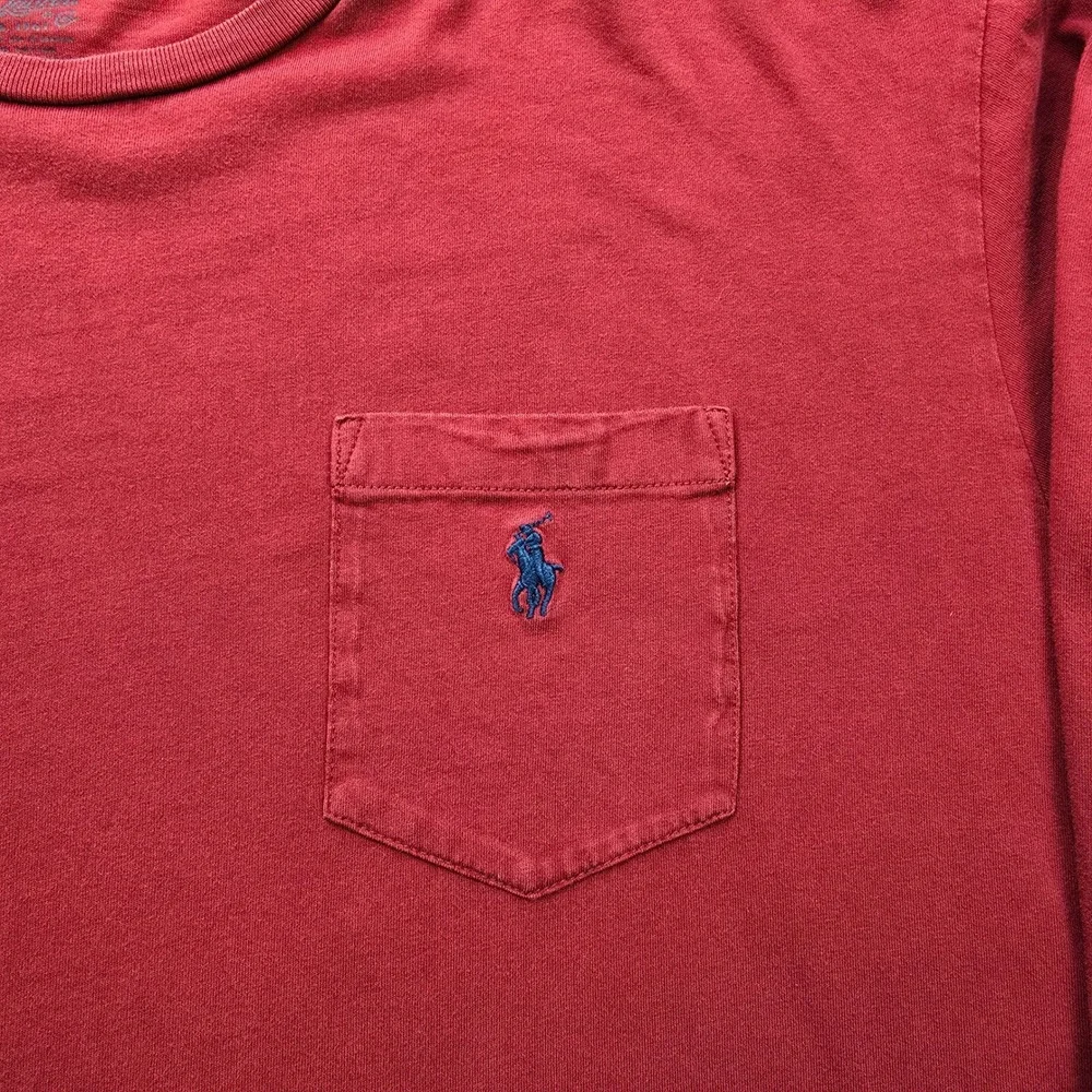 Polo Ralph Lauren Shirt Mens XL Red Long‎ Sleeve Pony Logo Pocket Tee Casual